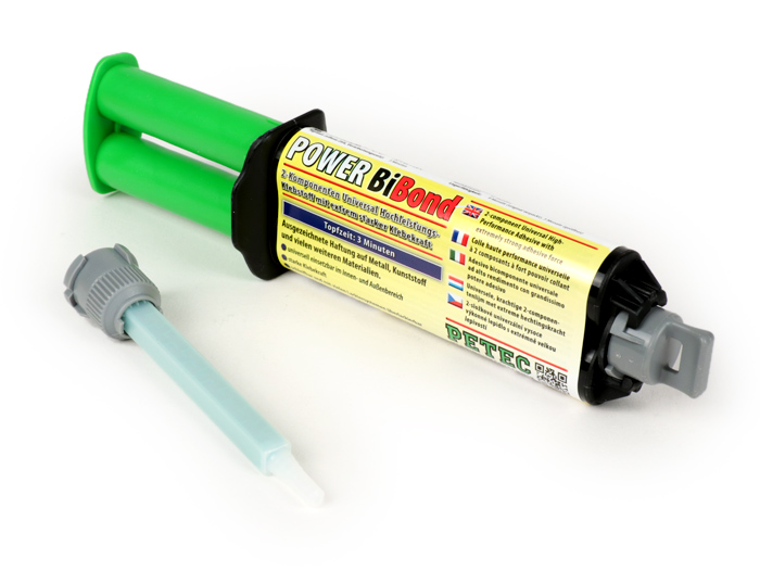 2-Komponenten Klebstoff -POWER BiBond- 24ml Doppelspritze inklusive Mischrohr - beständig gegen Öl, Kraftstoff, Chemikalien